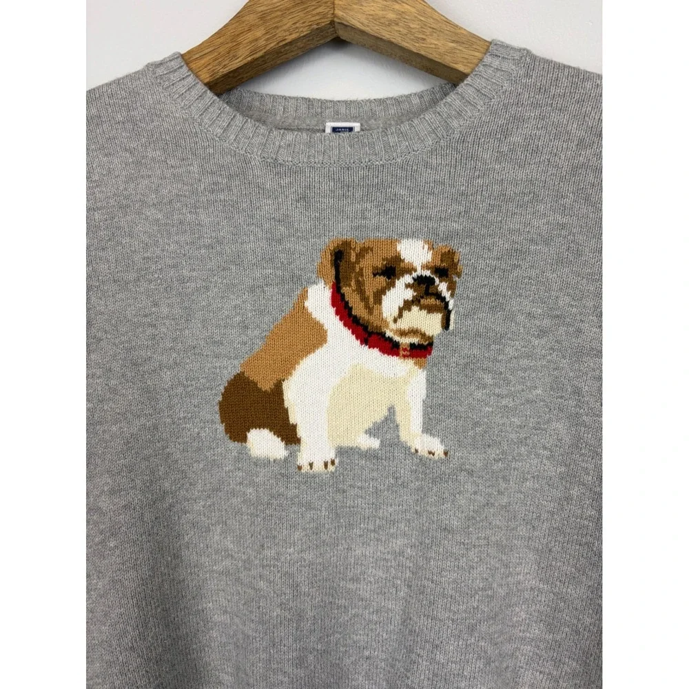Janie and Jack Boys‎ Heathered Gray Cotton Bulldog Pullover Sweater Sz 5 Toddler
